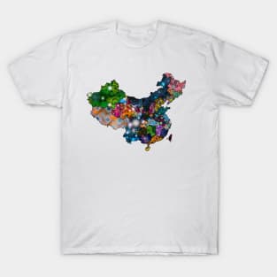 Spirograph Patterned China Counties Map T-Shirt